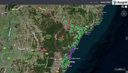 Ausgrid rural fire inspection site map.